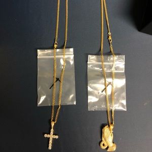 24” & 20” Gold Chains w 18k gold plated pendants
